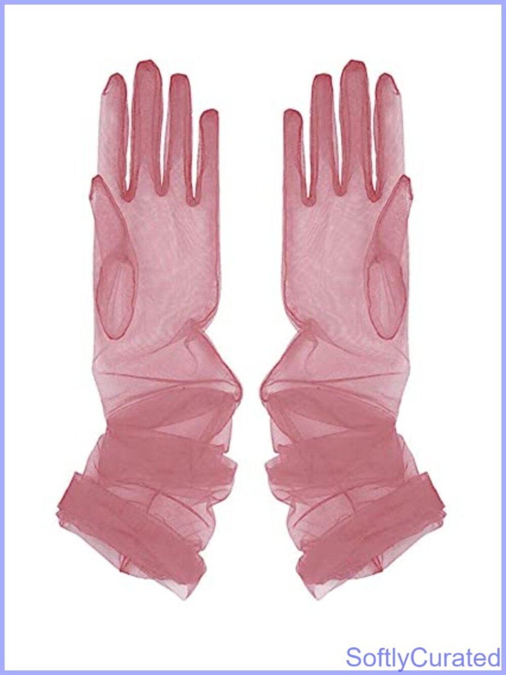 Sheer Tulle Gloves Full Finger Elbow Long Mittens Wedding Party